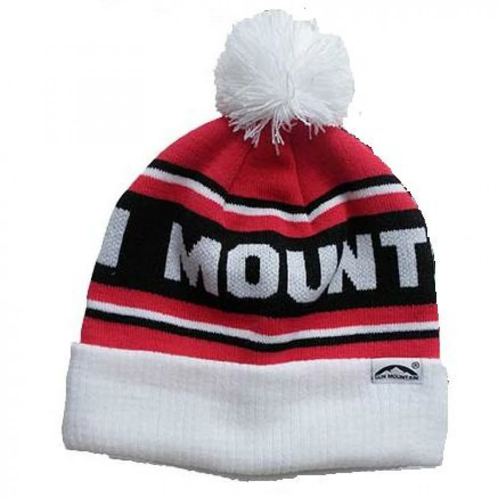 Sun Mountain Knitted Bobble Hat White Red 1 Sun Mountain Knitted Bobble Hat White Red