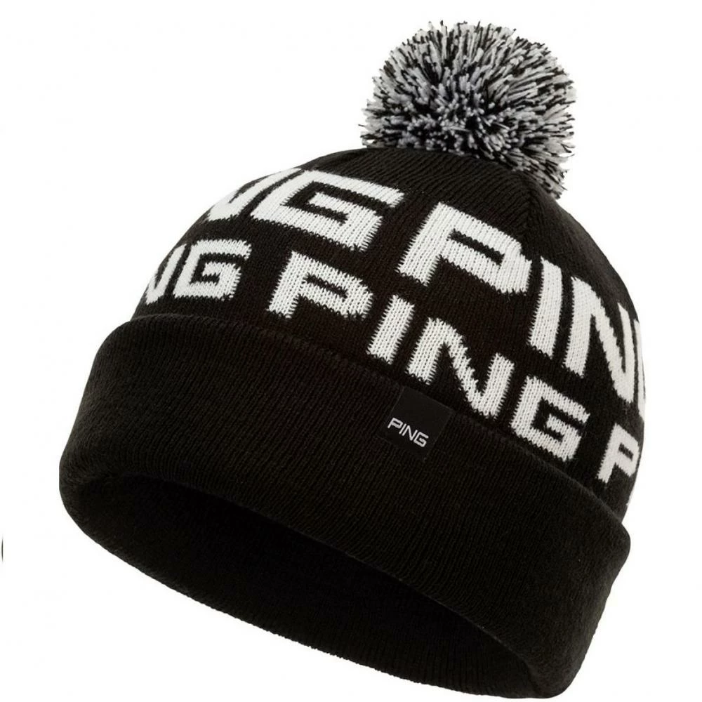 Ping Logo Bobble Hat Black/White 1 Ping Logo Bobble Hat Black/White