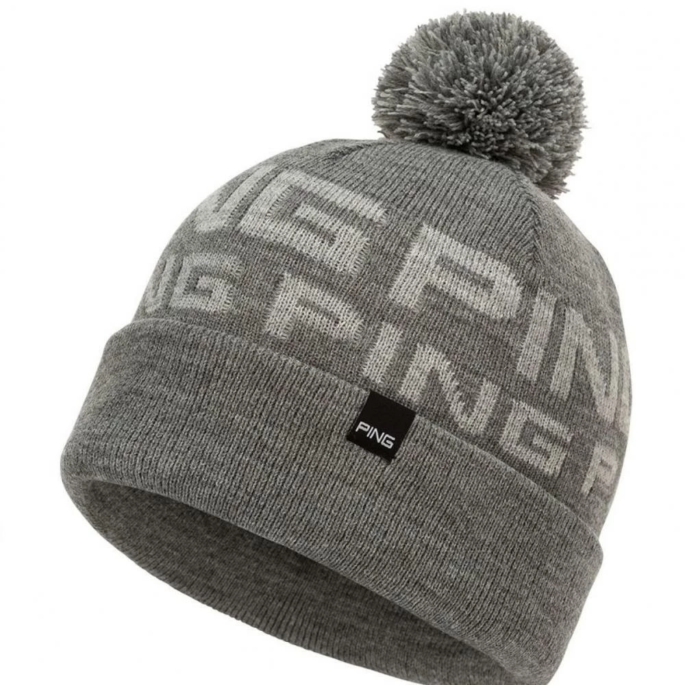 Ping Logo Bobble Hat Grey Marl 1 Ping Logo Bobble Hat Grey Marl