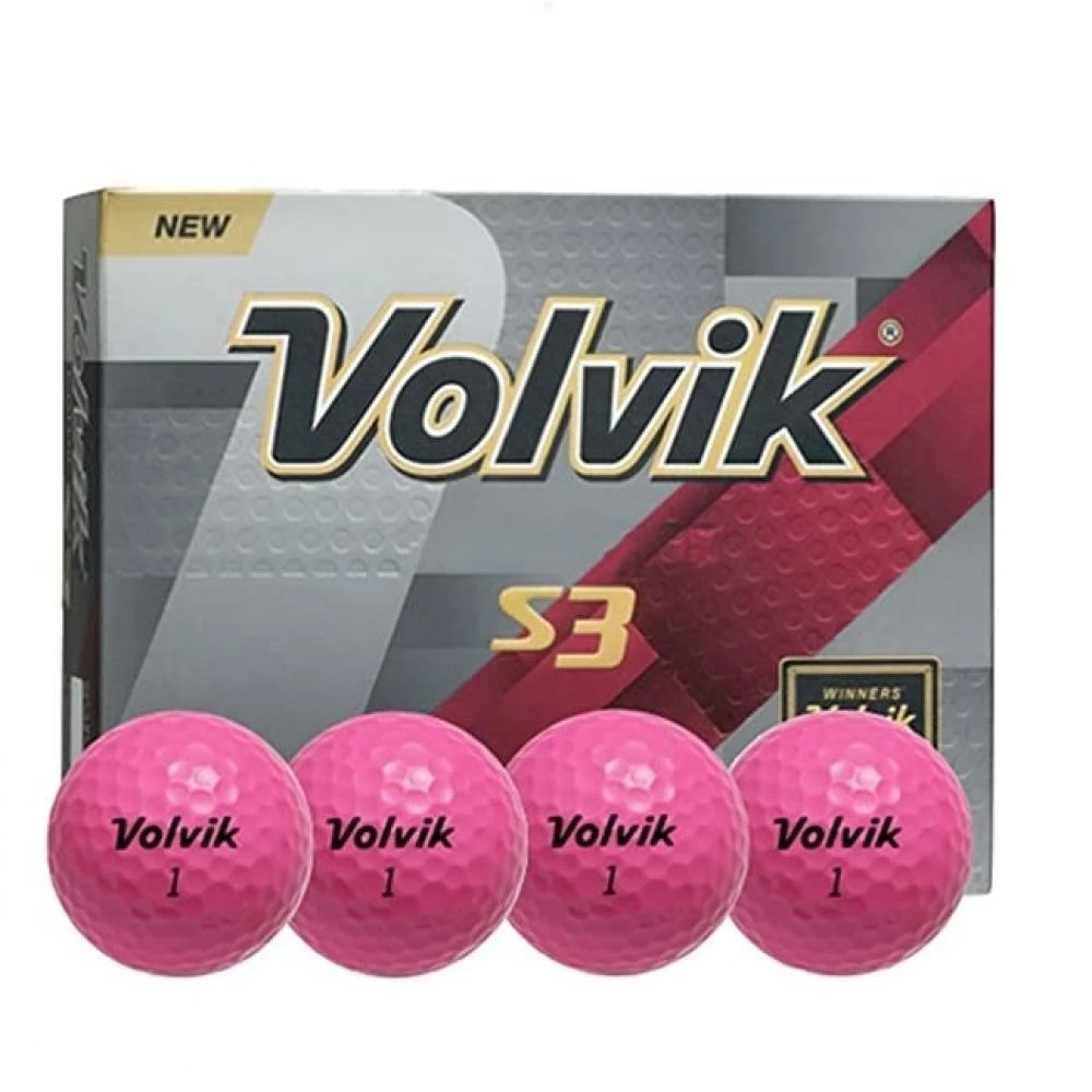 Volvik S3 Golf Balls Pink (Dozen) 1 Volvik S3 Golf Balls Pink (Dozen)
