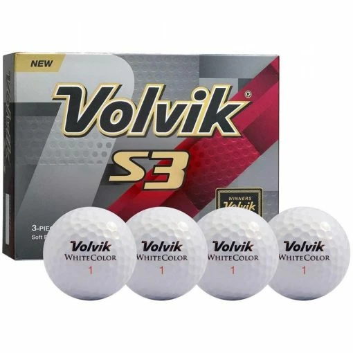 Volvik White S3 Golf Balls (Dozen) 1 Volvik White S3 Golf Balls (Dozen) -Golf Clubs Shop volvs3w